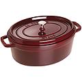 casseruola ovale in ghisa per induzione colore rosso granato con maniglie e coperchio diam. 31cm