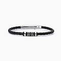 gioielli bracciale uomo in acciaio in lab leather con zirconi neri smarter