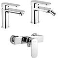 set miscelatori rubinetteria lavabo bidet per piletta click clack e doccia esterno borea