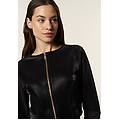 giacca corta con zip da donna in similpelle lucida nero donna extra large