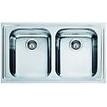 lavello integrato 2 vasche logica line inox ø 50 cm argento