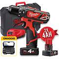 m12 bpd-402c trapano avvitatore a batteria 12v con percussione 2 batterie 4ah