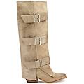 stivale texano donna taupe con fibbie