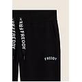 pantaloni con polsini in costina e logo su coulisse nero donna large