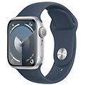 watch series 9 gps cassa 41mm in alluminio argento con cinturino sport blu tempesta s/m