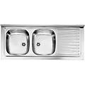 cmspa lavello d'appoggio mondial 120x50 2 vasche sinistra con sgocciolatoio piletta 2''
