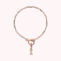 bracciale catena forzatina con pendente lettera pav&eacute; in cubic zirconia