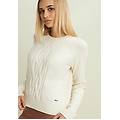 maglia girocollo in tricot con trecce verticali white sand donna large