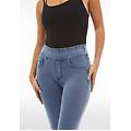 leggings n. o. w. superskinny vita media in jersey denim denim light blue-blue seams donna small