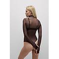 body collo alto in tulle donna marrone taglia s