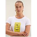 t-shirt con stampa colorata floreale bianco-giallo donna small