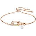 braccialetto constella crystal pearl taglio round bianco placcato color oro rosa os