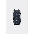 body beb&egrave; spalla larga in 100% cotone stampato blu tama&ntilde;o 9-12