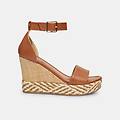 sandali da donna con zeppa marrone