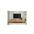 mobile tv in legno di acacia 180x40x55 laccato naturale / marmo scuro london #105
