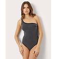 costume intero monospalla con coppe estraibili e strass crystal party / nero / 4 nero