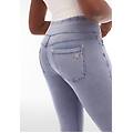 pantaloni n. o. w. skinny a vita alta in jersey denim denim light blue-blue seams donna xxs