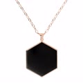 collana lunga catena rolo con pendente esagono grande in pietra naturale