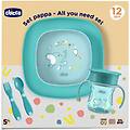 set pappa bambino 12m+ azzurro 2 piatti tazza e posate