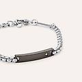 bracciale con targhetta man code acciaio bicolore bianco / nero cubic zirconia collezione man code