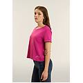 t-shirt cropped in jersey fiammato con risvolto sulle maniche rose violet donna small
