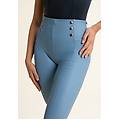 pantaloni wr. up similpelle vita alta con bottoni decorativi faded denim donna small