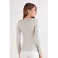 maglia scollo a v in modal con cashmere ultralight e pizzo donna grigio taglia m