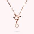 collana catena forzatina con pendente lettera pav&eacute; in cubic zirconia