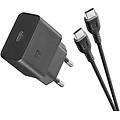 charger kit caricatore usb type-c 15w e cavo usb type-c 1mt nero