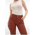 pantaloni n. o. w. superskinny vita media in similpelle eco rustic brown donna large