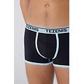 boxer in cotone organico con bordi a contrasto e logo uomo blu tamaño s