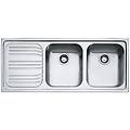 lavello 2 vasche con gocciolatoio a sinistra radar rrx 621 l 116 x l 50 cm argento