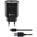 caricabatterie usb type-c usb type-a charger kit 18w black achhukitqctyck