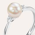 anello solitario gold pearls oro bianco perla d'acqua dolce diamante collezione gold pearls misura