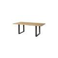 tavolo da pranzo in legno di mango e resina epossidica nera 160x90x76 laccato natur / gambe a u