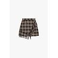 gonna corta a portafoglio con frange e motivo tartan