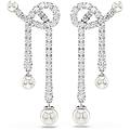 orecchini pendenti matrix crystal pearl taglio round bianchi placcato rodio os