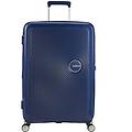 valigia soundbox spinner 67cm espandibile blu navy con 4 ruote doppie tsa