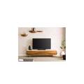 mobile tv in legno di acacia 204x40x45 laccato naturale / marmo bianco montreal #124