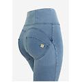 jeggings push up wr. up 7/8 superskinny vita alta con zip denim light blue-blue seams donna xxs