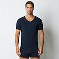 maglia in cotone tinta unita scollo a v new simply / blu notte / l blu notte