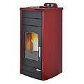 termostufa a pellet idroventilata modello ester lux 15 kw colore rossa