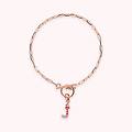 bracciale catena forzatina con pendente lettera pav&eacute; in cubic zirconia