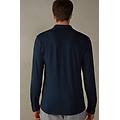 camicia manica lunga in cotone fiammato uomo blu taglia l