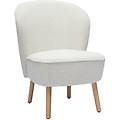 poltrona scandinava in tessuto effetto lana bouclée bianco e legno chiaro amanita