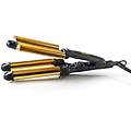 arricciacapelli triplo golden curls ceramica 100-220&deg;c spegnimento automatico nero e oro