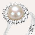 anello solitario gold pearls oro bianco perla d'acqua dolce diamante collezione gold pearls misura