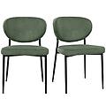 sedie in velluto a coste verde kaki e metallo nero (set di 2) breka