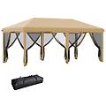 - gazebo da giardino 6x3m pieghevole con zanzariera altezza regolabile e borsa di trasporto beige