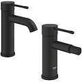 essence set 2 accessori miscelatore monocomando per lavabo e bidet taglia s nero ultra opaco
